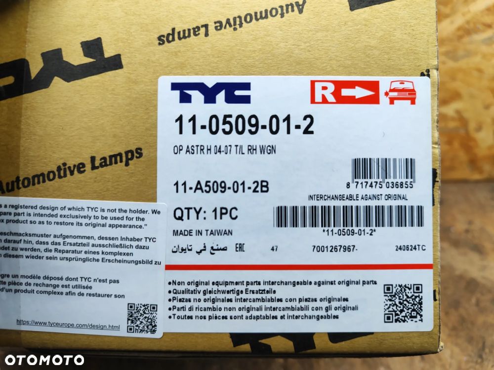 Nowa lampa tył prawa TYC (bez wkładu) do OPEL astra III 3 H KOMBi 04- - 4