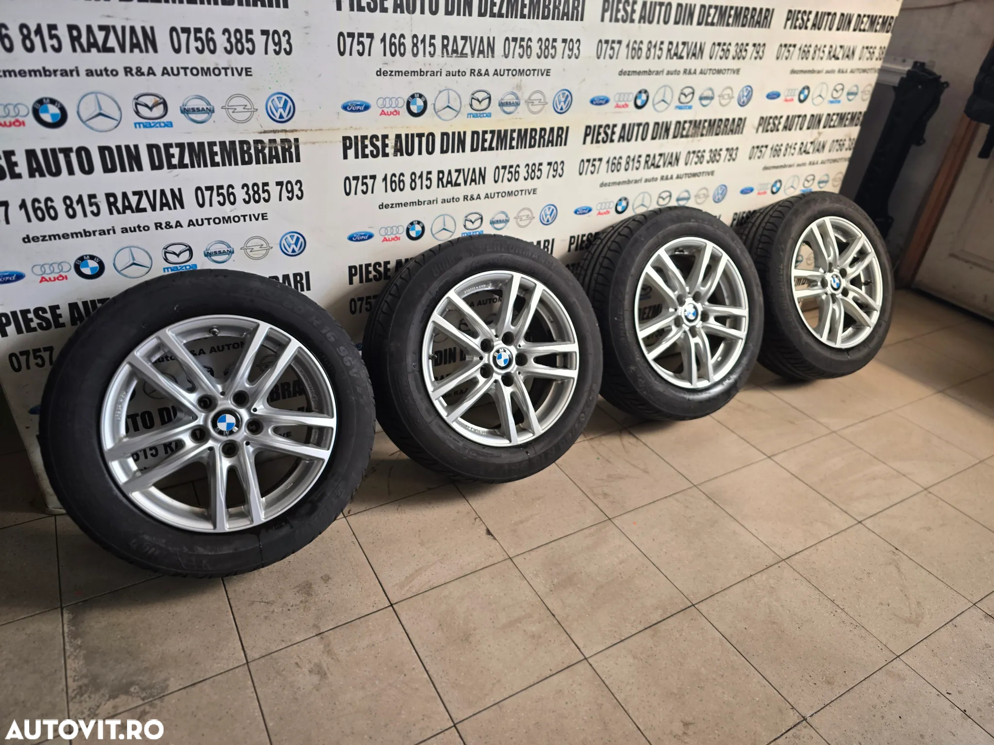 Set Jante Aluminiu Bmw F45 F46 Seria 2 X1 X2 F39 F48 5x112 205/60R16 Anvelope Vara F Bune - 2