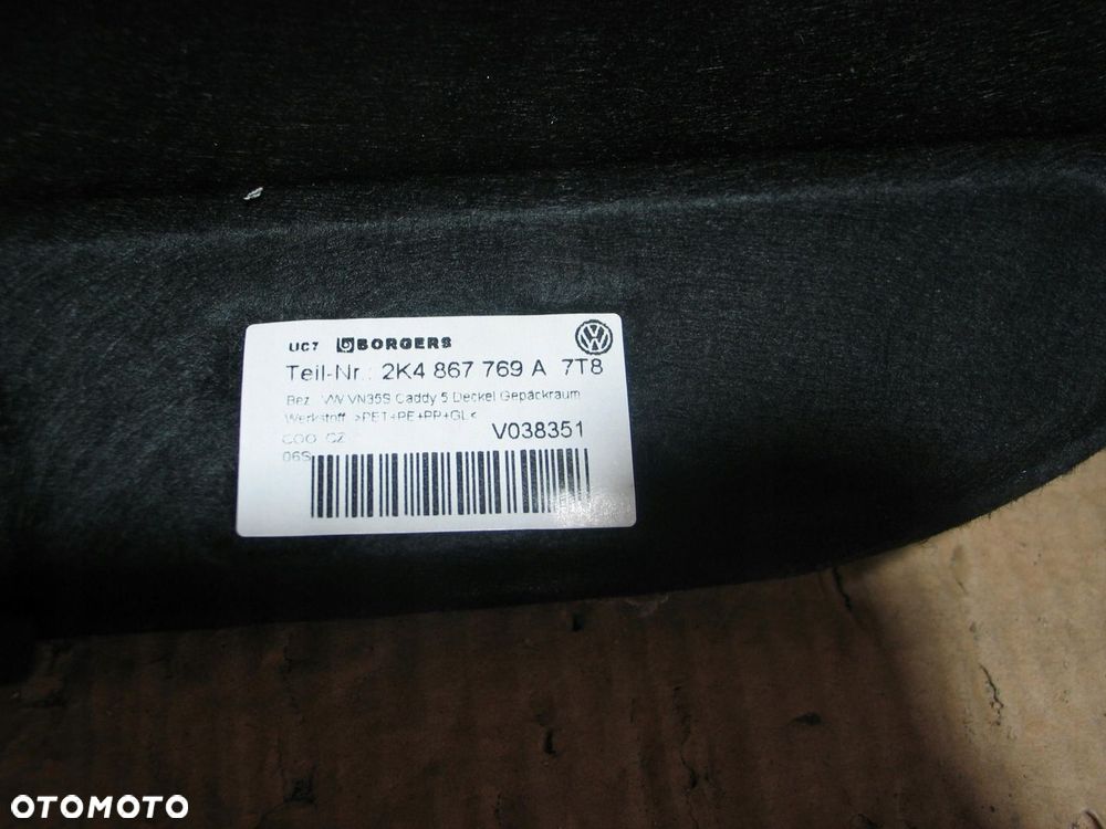 polka bagaznika vw caddy 2K4867769A po 20r. czarna - 11