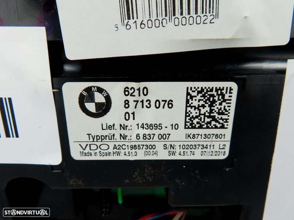 Conta-Quilómetros / Painel de Instrumentos / Quadrante Usado / Original BMW 1 (F... - 5