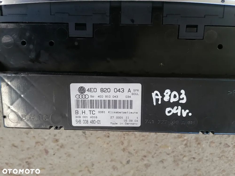 Panel Sterowania Klimatyzacją Nawiewu Audi A8 D3 4E0820043A - 8