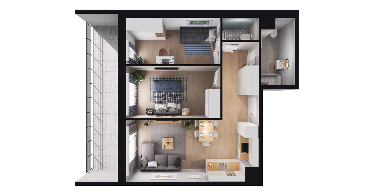 3-pokojowe mieszkanie 54m2 + balkon Bezpośrednio - Pełny obrazek: 2/23