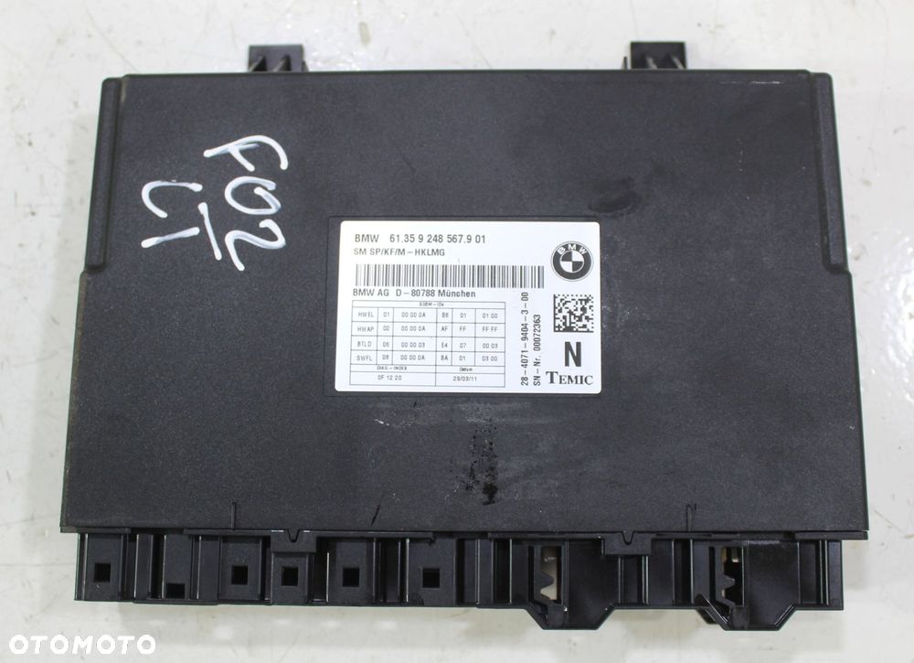MODUŁ STEROWNIK FOTELA BMW F01 F02 9248567