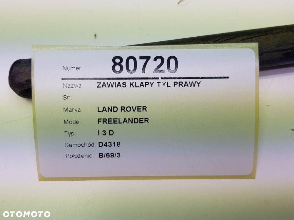 ZAWIAS TELESKOP KLAPY TYŁ TYLNY PRAWY LAND ROVER FREELANDER I L314 - 3