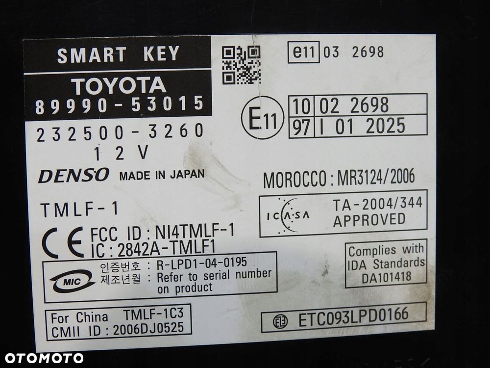 ZESTAW STARTOWY LEXUS IS250 II 8966153B50 2753002351 - 12