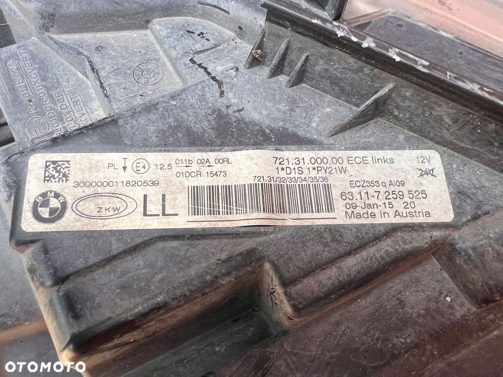 Lampa przednia BMW 3 F30 F31 XENON NIESKRĘTNE KOMPLET EUROPA ORYGINALNE ZKW - 9