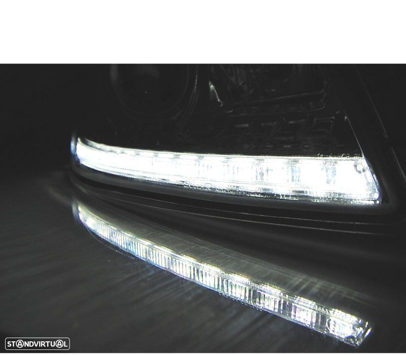 CONJUNTO DE FARÓIS PARA SKODA OCTAVIA II 09-12 TRU DRL LED PRETOS - 2