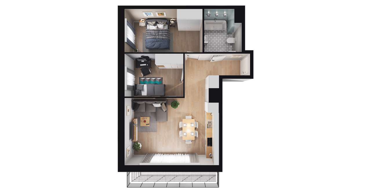 3-pokojowe mieszkanie 55m2 + balkon Bez Prowizji - Pełny obrazek: 3/8