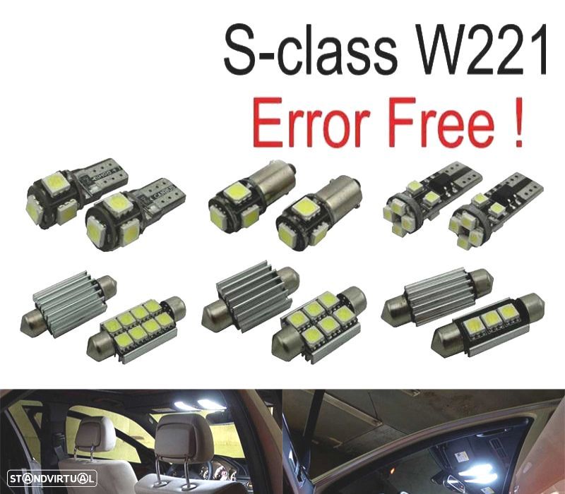 KIT COMPLETO DE 26 LÂMPADAS LED INTERIOR PARA MERCEDES CLASE S W221 S500 S550 S600 S63AMG S65AMG 20 - 1