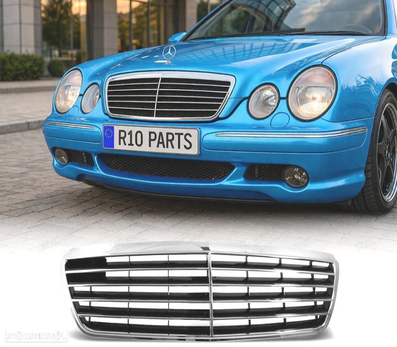 GRELHA FRONTAL MERCEDES E W210 00-02 CROMADA - 1