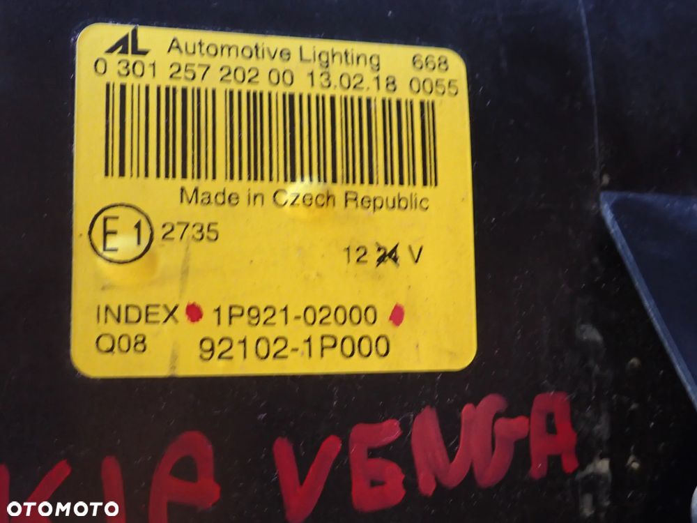 KIA VENGA LAMPA PRAWY PRZÓD EUROPA 1P92102G00 - 9