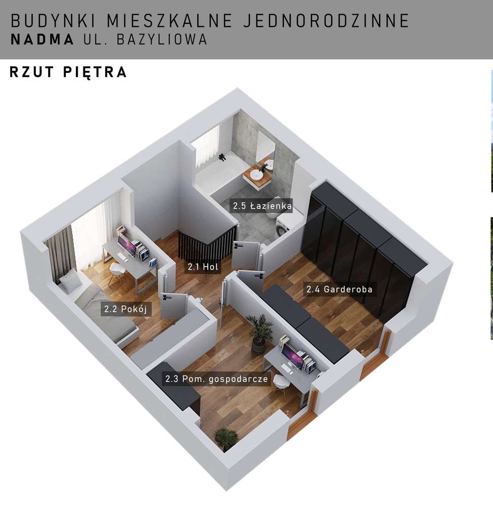 Segment 63,15 m2 ogródek i 2 miejsca postojowe - ul. Bazyliowa, Nadma - Pełny obrazek: 3/8