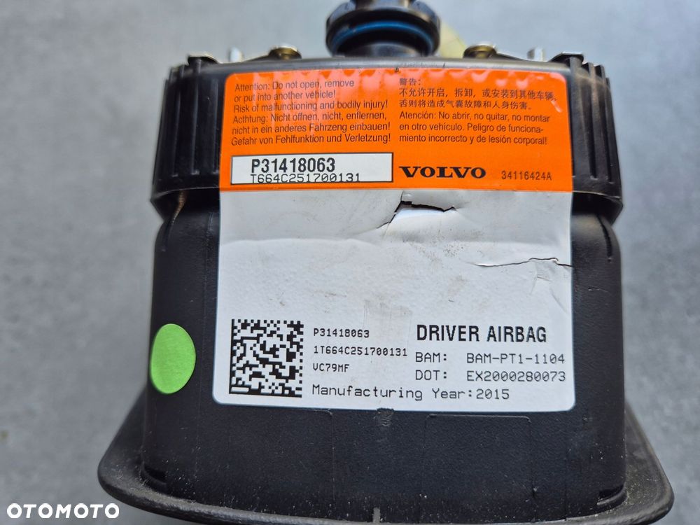 poduszka airbag kierowcy volvo s60 ii v60 lift 31418063 - 5