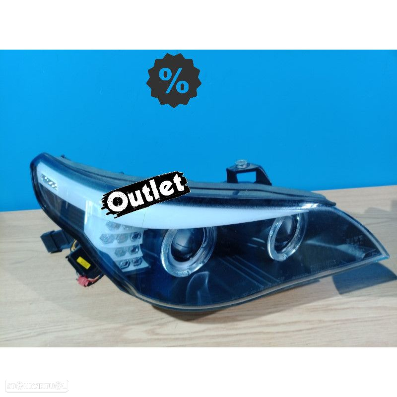 R026021C4 FARÓIS ANGEL EYES BMW E60 E61 07-10 LED PRETO TRANSPARENTE - 7