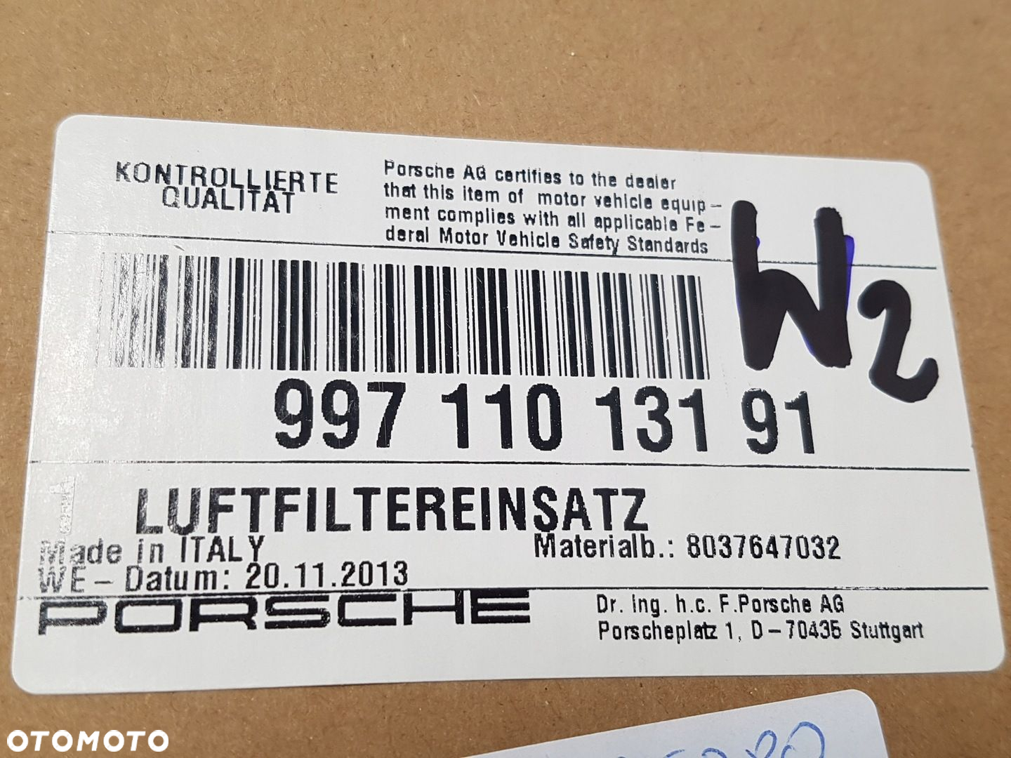 PORSCHE 911 GT3 RS wkład filtr powietrza stożek 99711013191 BMC AIR FILTER - 6