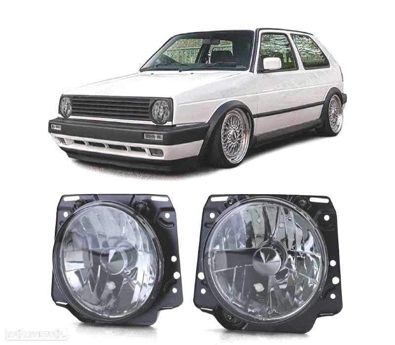 FARÓIS VOLKSWAGEN VW GOLF MK2 83-91 FUMADOS COM FUNDO CROMADO - 1
