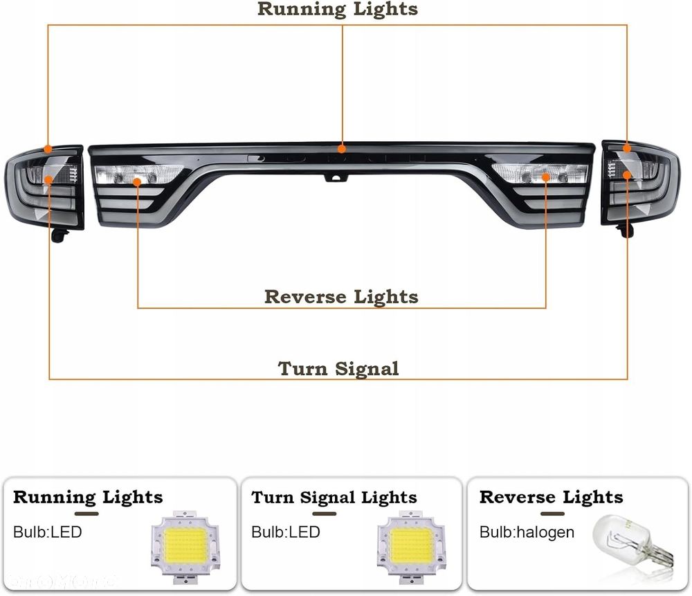Lampy tyl ne blenda kpl Led Neon Tuning Black White Dodge Durango Lift 2014 - 6