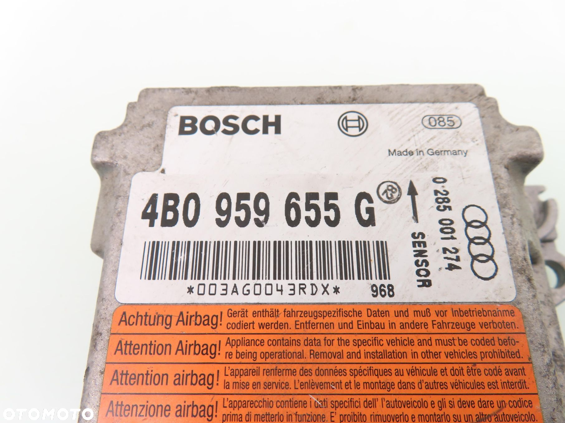 MODUŁ AIRBAG AUDI A6 C5 4B0959655G 0285001274 - 4