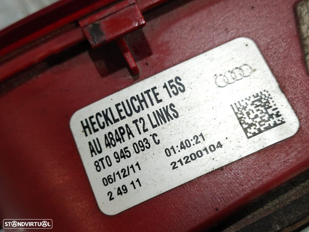 Farolim Mala Tras Traseiro Esquerdo Direito Original LED Audi A5 8T 3 Portas Coupé Cabrio - 12