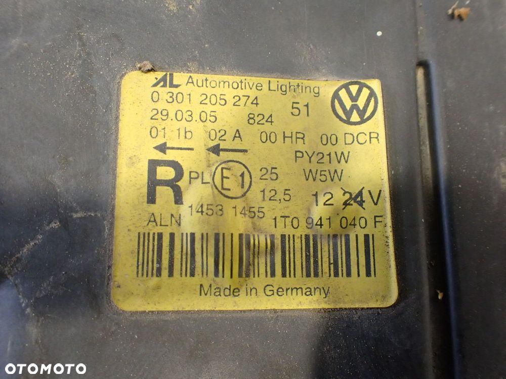 LAMPA PRAWA PRZEDNIA VOLKSWAGEN TOURAN I 1.6 1T0941040F - 7