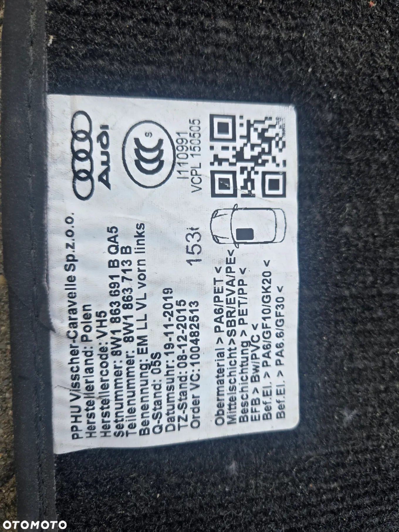 AUDI A4 B9 LIFT DYWANIKI WELUROWE ORYGINALNE - 3