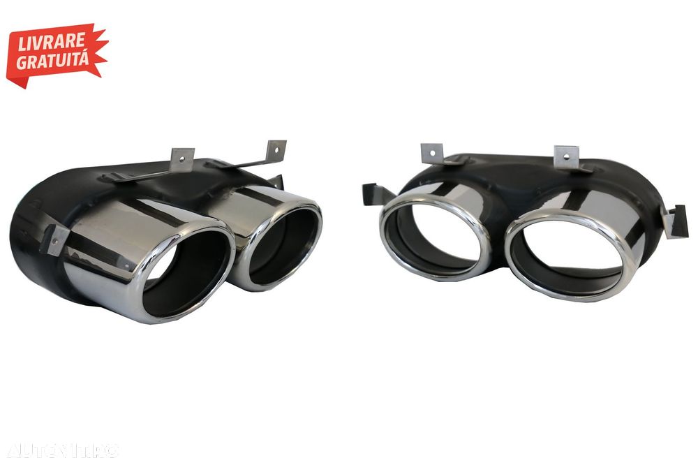 Difuzor Bara Spate Evacuare Dubla Audi Q5 SUV FY S-Line (2018-2020) Evacuari Crom- livrare gratuita - 6