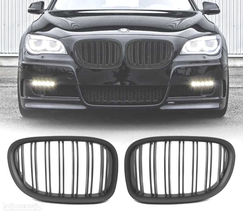 GRELHAS DESPORTIVAS BMW SERIE 7 F01 09-12 BARRA DUPLA PRETO MATE - 1