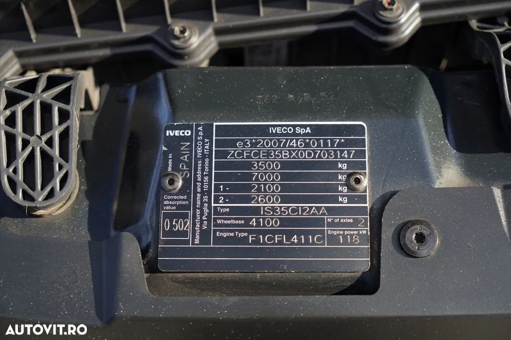 Iveco DAILY 35-160 / 4.2 M CONTAINER / AUTOSTRADĂ / TWIN GVWR: 3500 KG / 2022 - 35