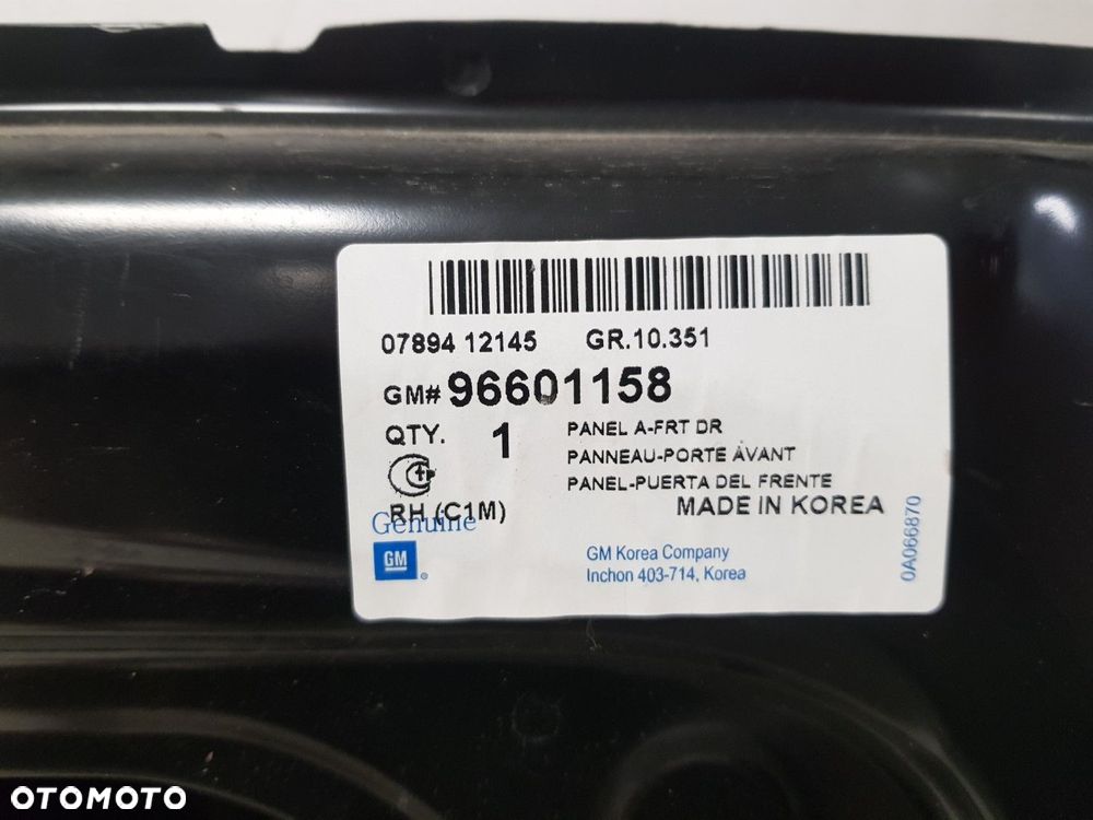 FABRYCZNIE NOWE ORYGINALNE DRZWI PRAWE PRZEDNIE CHEVROLET SPARK 05-10  PRAWA PRZÓD 96601158 - 6