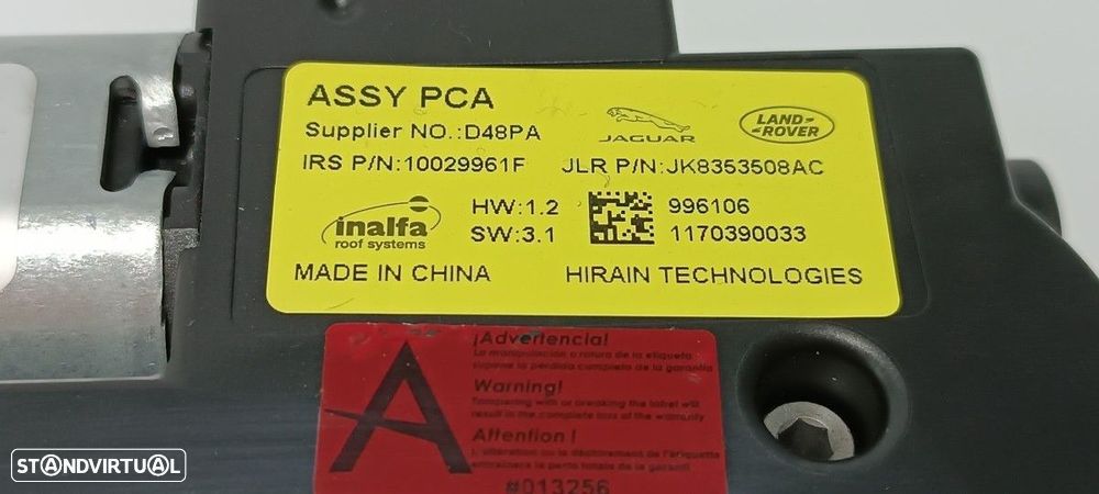 MOTOR TETO ELÉTRICO LAND ROVER RANGE ROVER VELAR VELAR - 5