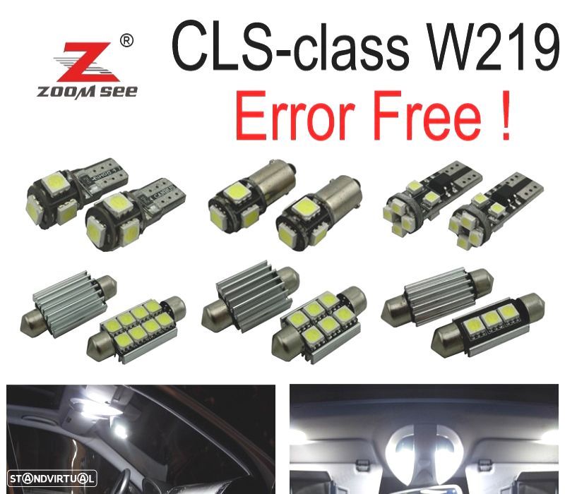 KIT COMPLETO DE 23 LÂMPADAS LED INTERIOR MERCEDES CLS W219 C219 CLS500 CLS550 CLS55 AMG CLS63 AMG 0 - 1
