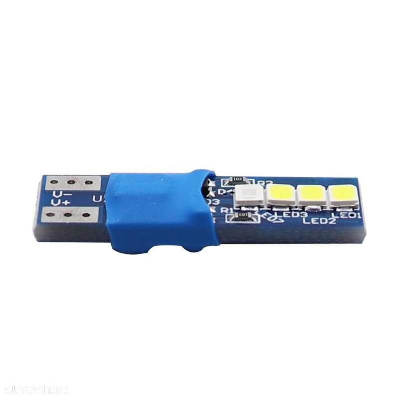 Becuri led T10 W5W Dual color ( albastru si alb ) 12V  set de 2 bucati - 8