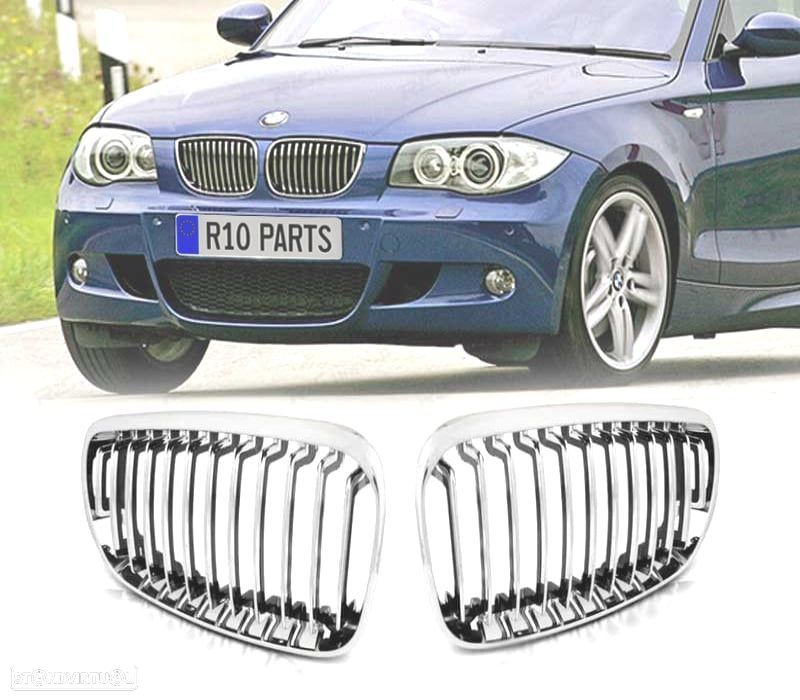 GRELHAS FRONTAIS BMW E87 04-07 CROMADAS - 1