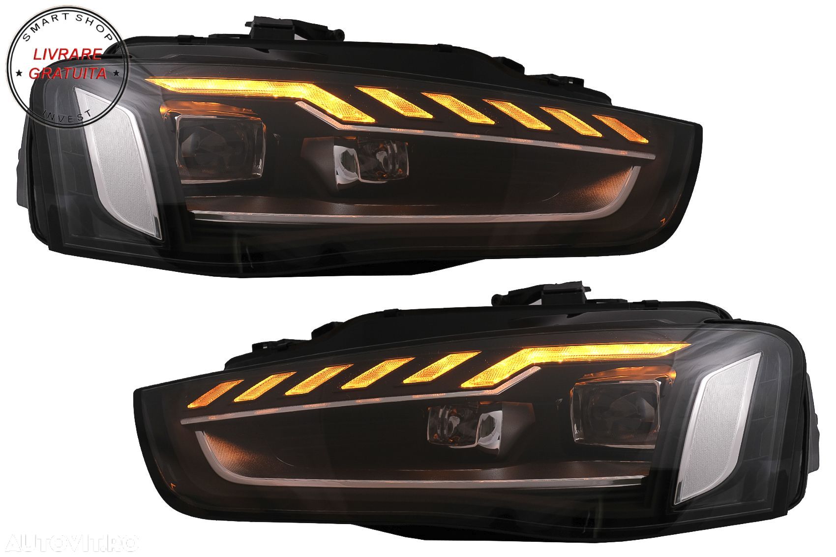 Faruri Full LED Audi A4 B8.5 Facelift  (2012-2015) Negru Semnal Dinamic A4 B9.5 De- livrare gratuita - 1