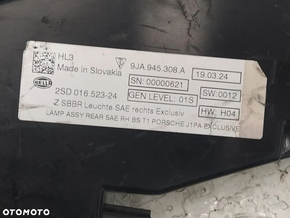PORSCHE TAYCAN 9JA 19- LAMPA TYŁ TYLNA LED PRAWA EXCLUSIVE USA ORYGINAŁ - 9