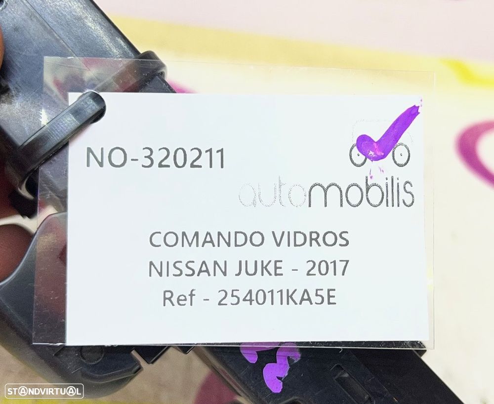Comando de Vidros FRt Esq NISSAN JUKE (F15) 1.2 DIG-T Ref. 254011KA5E - NO. 320211 - 5