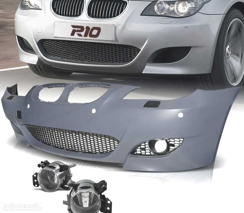 PÁRA-CHOQUES FRONTAL BMW E60 E61 07-10 PDC LOOK M5 + FARÓIS NEVOEIRO - 1