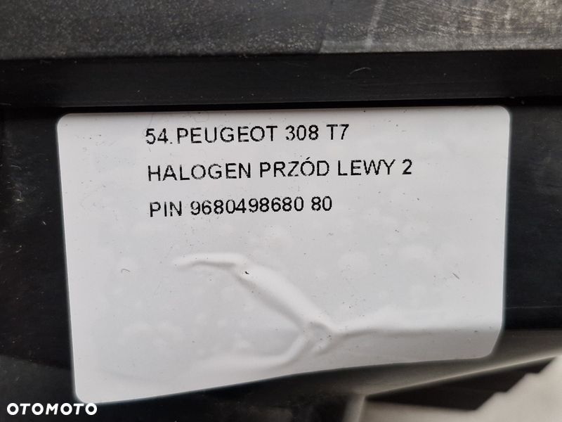 PEUGEOT 308 T7 HALOGEN PRZÓD LEWY 2 PIN 9680498680 - 6