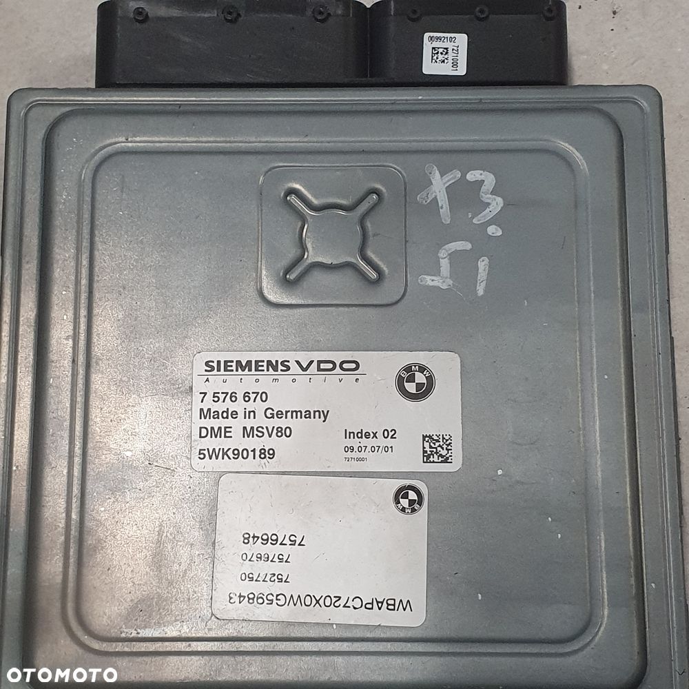 KOMPUTER BMW X3 E83 E82 E88 E90 E92 E93 2.5si 3.0si 7576670 5WK90189