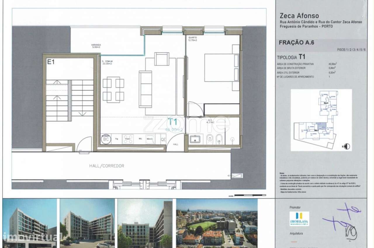 T1 com Varanda e Estacionamento | 6.º Piso – Edifício Zeca Afonso - Grande imagem: 5/5