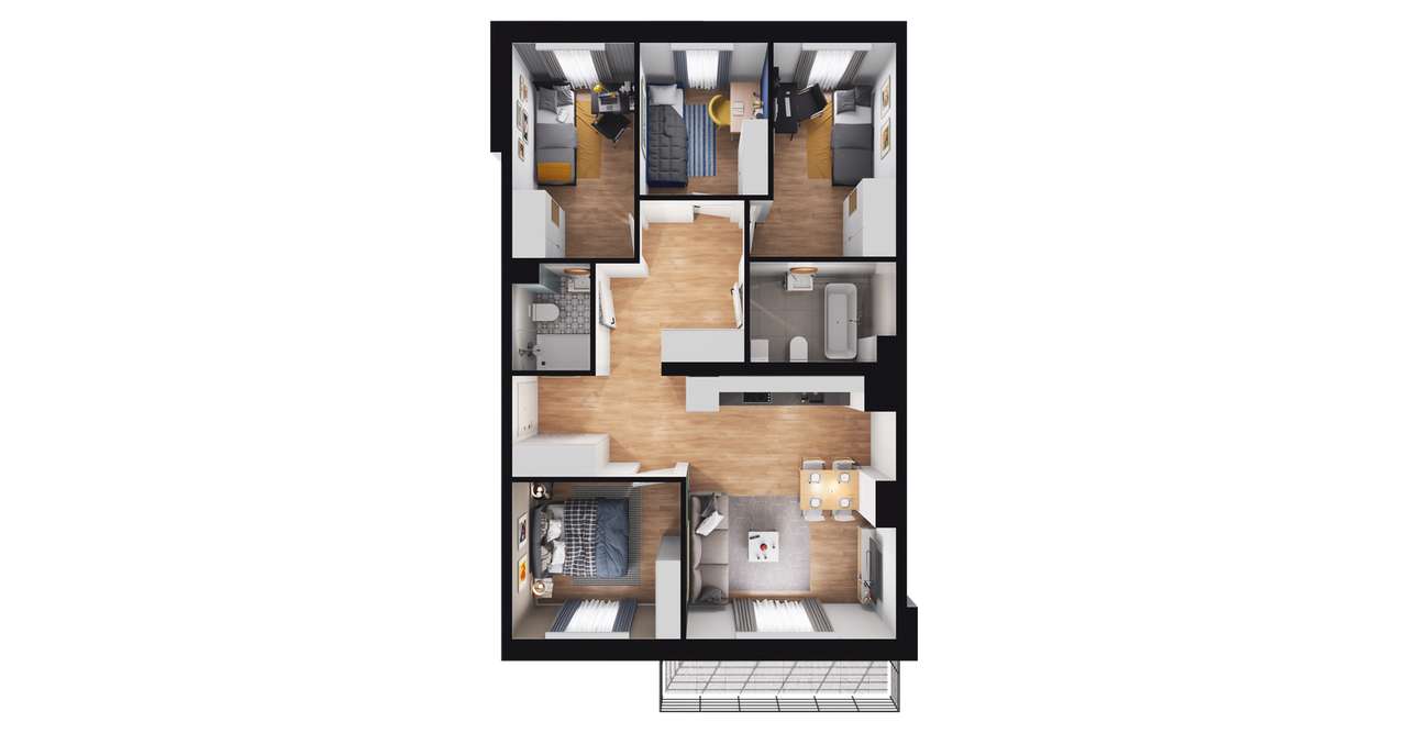 5-pokojowe mieszkanie 69m2 + balkon - Pełny obrazek: 3/12