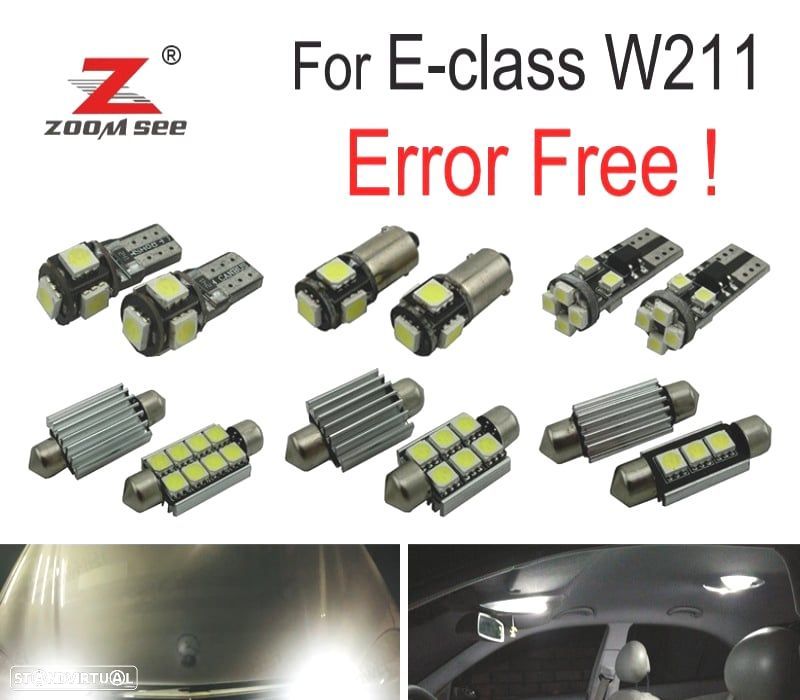 KIT COMPLETO DE 29 LÂMPADAS LED INTERIOR PARA MERCEDES E CLASE W211 E320 E350 E430 E500 E550 E63 AM - 1