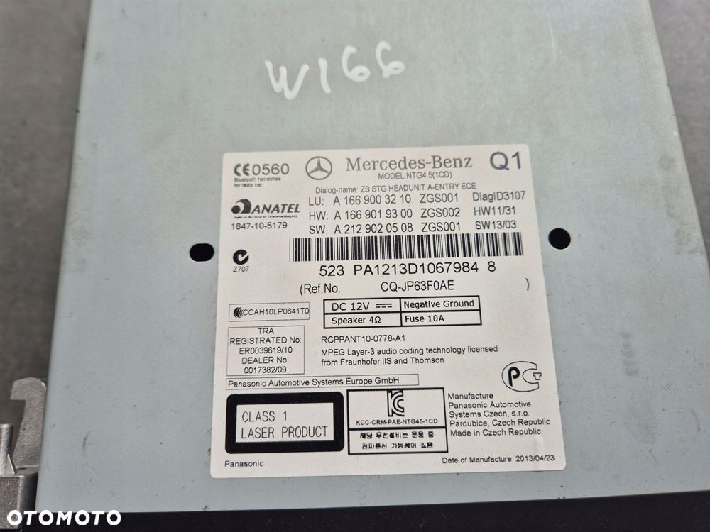 radio cd mercedes ml w166 1669003210 - 2