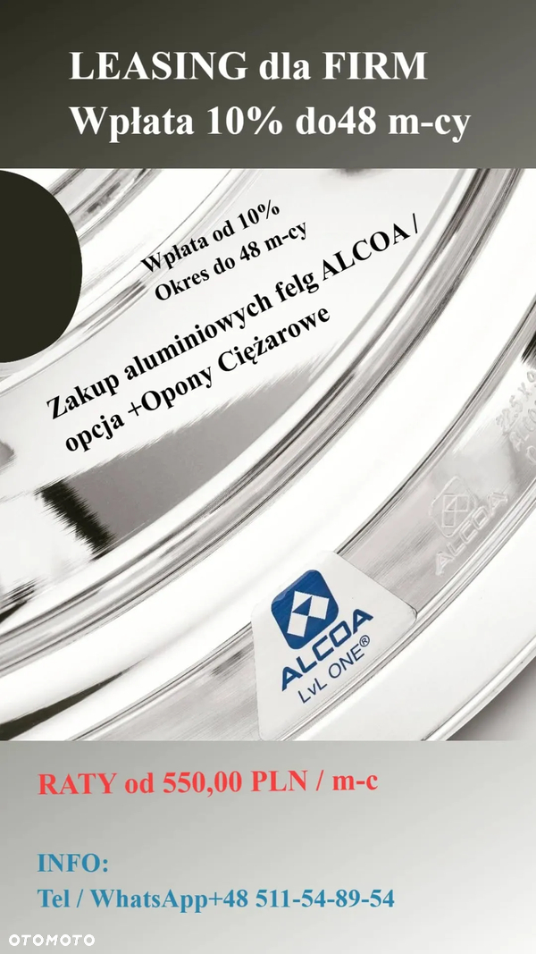 Felga ALCOA / MERCEDES / 22,5 x 11,75 / ET 120 /Aluminiowe felgi / LVL ONE / NETTO-1.975,-PLN