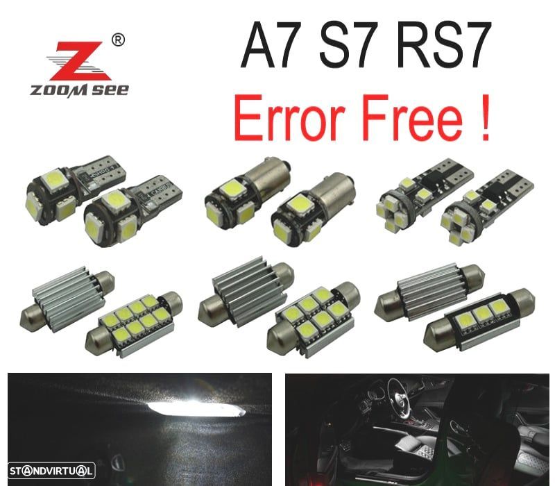 KIT COMPLETO DE 16 LÂMPADAS LED INTERIOR PARA AUDI A7 S7 RS7 C7 QUATTRO 2011-2017 - 1