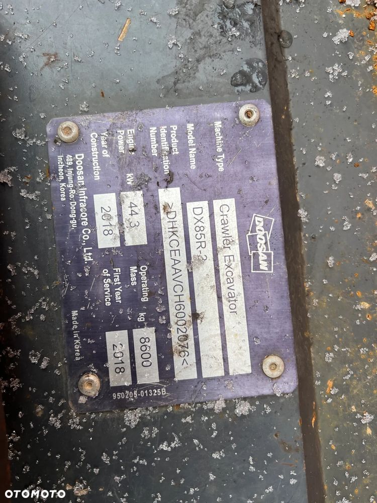 Doosan DX85R-3 * Koparka Gąsienicowa Doosan DX 85 * 8 Ton * Zerowy Obrys * Stan Bardzo Dobry * Midi Koparka * Klimatyzacja * - 10