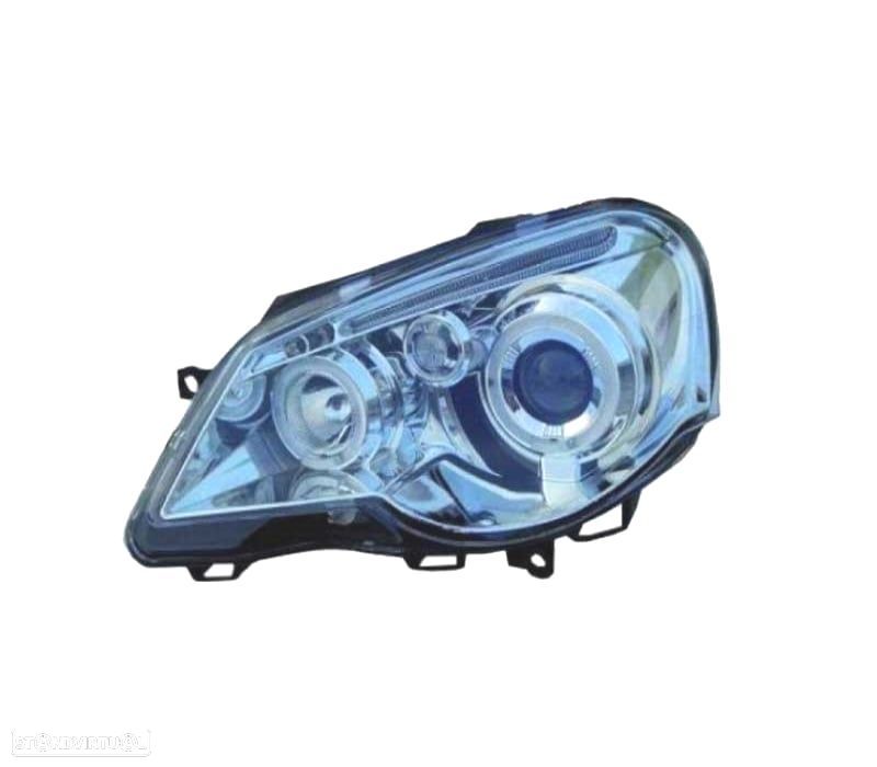 FARÓIS ANGEL EYES VOLKSWAGEN VW POLO 05-09 FUNDO CROMADO - 1