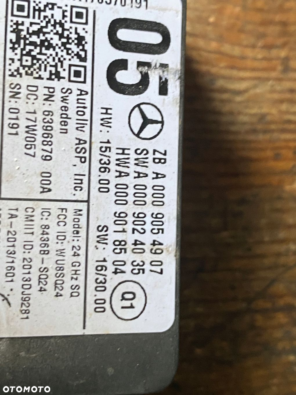 MERCEDES gla 156 117 RADAR SENSOR ASYSTENT A0009054907 - 2