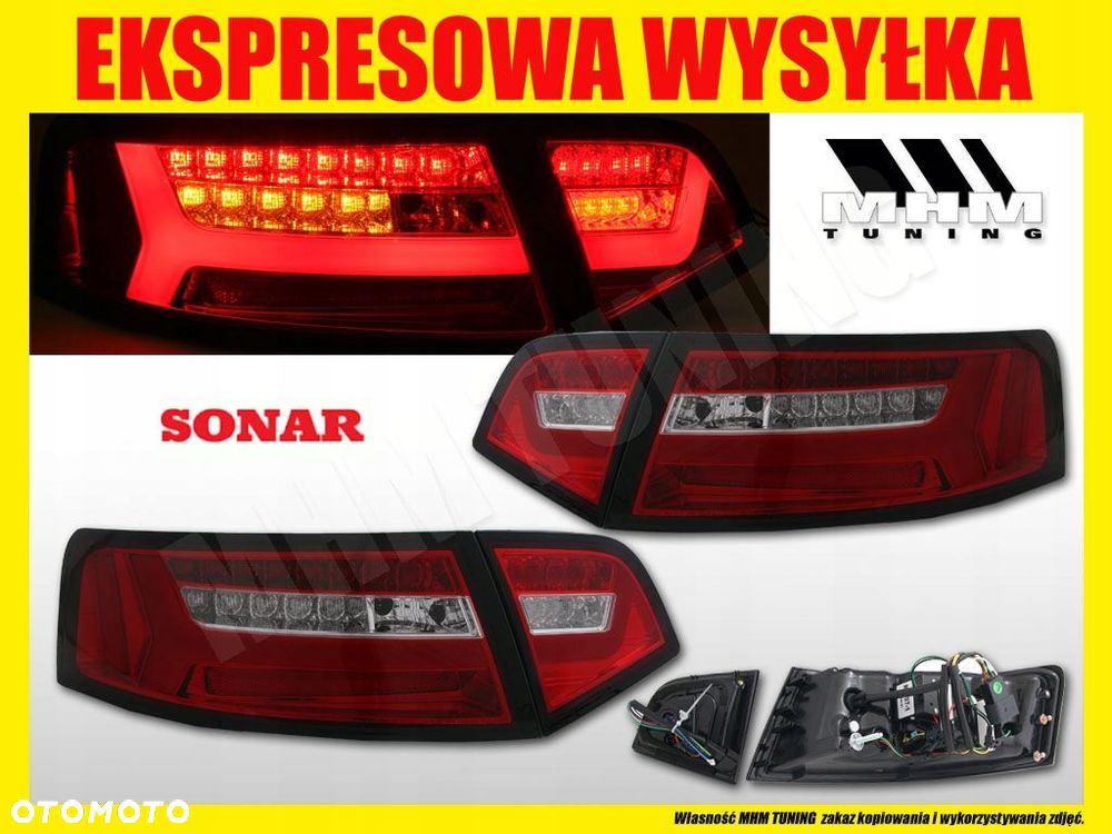 lampy tylne led diody tuning red white audi a6 c6 4f lift fl 2008-11 sedan - 6