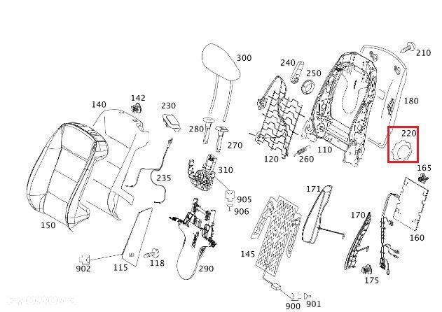 MERCEDES W169 W245 Pokretlo regulacji fotela dla sportowych foteli OE - 2